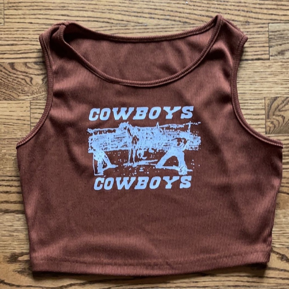 “Cowboy” womens baby tee/cropped tank